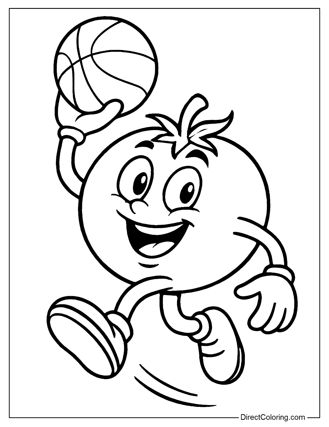 Tomato Playing Basketball Coloring To Print